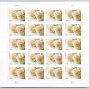 100 White Wedding Roses 2011 Forever Stamps For Invitations USPS‎